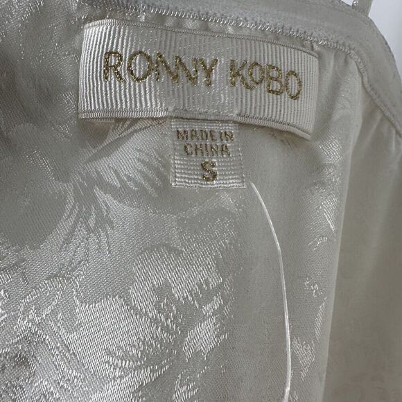 NWT Ronny Kobo June Floral Jacquard Bow Mini Cocktail Dress White Size Small - Picture 8 of 8